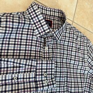 UNTUCKit Shirt Men Medium Adult White/Purple/Navy Plaid Casual Button Down